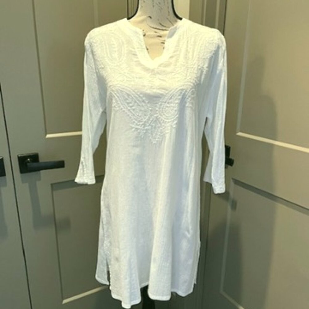 Junction West Embroidered Cotton Beach Cover-Up-MED